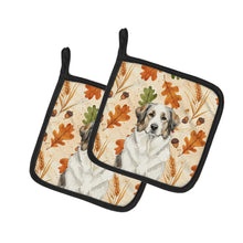 Load image into Gallery viewer, Badger Great Pyrenees Heirloom Fall Pair of Pot Holders