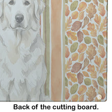 Load image into Gallery viewer, White Great Pyrenees Heirloom Fall Glass Cutting Board