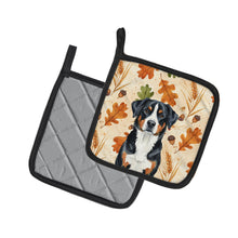 Load image into Gallery viewer, Greater Swiss Mountain Dog Heirloom Fall Pair of Pot Holders