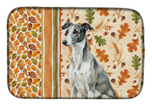 Load image into Gallery viewer, Black and White Greyhound Heirloom Fall Dish Drying Mat