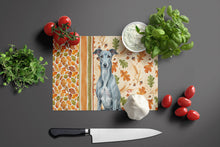 Load image into Gallery viewer, Blue Brindle Greyhound Heirloom Fall Glass Cutting Board