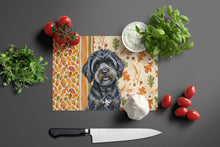 Load image into Gallery viewer, Black Havanese Heirloom Fall Glass Cutting Board