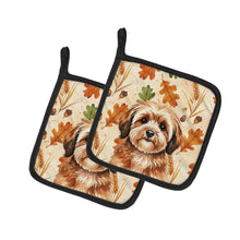 Load image into Gallery viewer, Sable Havanese Heirloom Fall Pair of Pot Holders