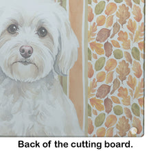 Load image into Gallery viewer, White Havanese Heirloom Fall Glass Cutting Board