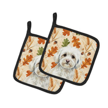 Load image into Gallery viewer, White Havanese Heirloom Fall Pair of Pot Holders