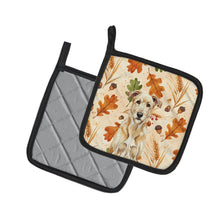 Load image into Gallery viewer, Wheaten Irish Wolfhound Heirloom Fall Pair of Pot Holders