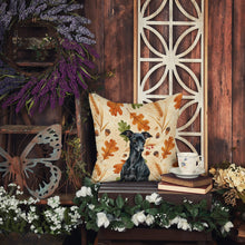 Load image into Gallery viewer, Black Italian Greyhound Heirloom Fall Throw Pillow