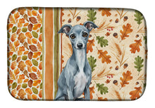Load image into Gallery viewer, Blue Italian Greyhound Heirloom Fall Dish Drying Mat
