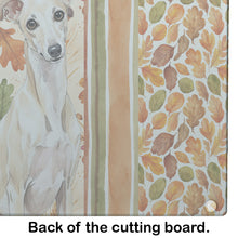 Load image into Gallery viewer, Cream Italian Greyhound Heirloom Fall Glass Cutting Board
