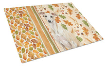Load image into Gallery viewer, Cream Italian Greyhound Heirloom Fall Glass Cutting Board
