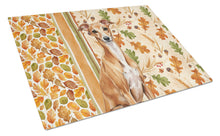 Load image into Gallery viewer, Red Italian Greyhound Heirloom Fall Glass Cutting Board