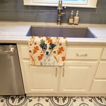 Load image into Gallery viewer, White and Black Jack Russell Terrier Heirloom Fall Kitchen Towel