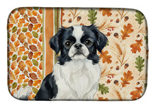 Load image into Gallery viewer, Black and White Japanese Chin Heirloom Fall Dish Drying Mat