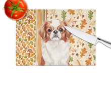 Load image into Gallery viewer, Red and White Japanese Chin Heirloom Fall Glass Cutting Board