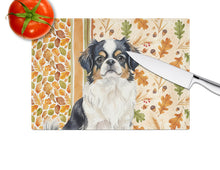 Load image into Gallery viewer, Tricolor Japanese Chin Heirloom Fall Glass Cutting Board