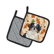 Load image into Gallery viewer, Tricolor Japanese Chin Heirloom Fall Pair of Pot Holders