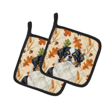Load image into Gallery viewer, Tricolor Japanese Chin Heirloom Fall Pair of Pot Holders