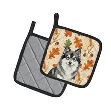 Load image into Gallery viewer, Keeshond Heirloom Fall Pair of Pot Holders