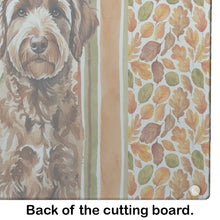 Load image into Gallery viewer, Chocolate Labradoodle Heirloom Fall Glass Cutting Board