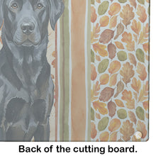 Load image into Gallery viewer, Black Labrador Retriever Heirloom Fall Glass Cutting Board