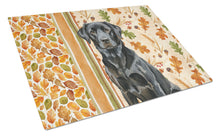 Load image into Gallery viewer, Black Labrador Retriever Heirloom Fall Glass Cutting Board