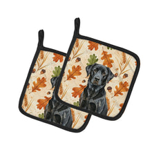 Load image into Gallery viewer, Black Labrador Retriever Heirloom Fall Pair of Pot Holders
