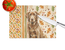 Load image into Gallery viewer, Chocolate Labrador Retriever Heirloom Fall Glass Cutting Board