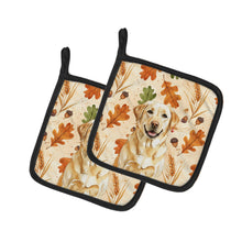 Load image into Gallery viewer, Yellow Labrador Retriever Heirloom Fall Pair of Pot Holders