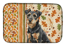Load image into Gallery viewer, Black and Tan Lakeland Terrier Heirloom Fall Dish Drying Mat