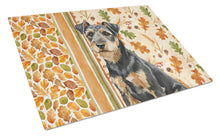 Load image into Gallery viewer, Black and Tan Lakeland Terrier Heirloom Fall Glass Cutting Board