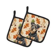 Load image into Gallery viewer, Black and Tan Lakeland Terrier Heirloom Fall Pair of Pot Holders