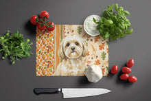 Load image into Gallery viewer, Cream Lhasa Apso Heirloom Fall Glass Cutting Board