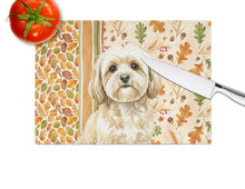 Load image into Gallery viewer, Cream Lhasa Apso Heirloom Fall Glass Cutting Board