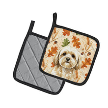 Load image into Gallery viewer, Cream Lhasa Apso Heirloom Fall Pair of Pot Holders