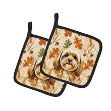 Load image into Gallery viewer, Gold Lhasa Apso Heirloom Fall Pair of Pot Holders