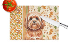Load image into Gallery viewer, Red Lhasa Apso Heirloom Fall Glass Cutting Board