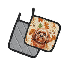 Load image into Gallery viewer, Red Lhasa Apso Heirloom Fall Pair of Pot Holders