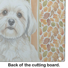Load image into Gallery viewer, White Lhasa Apso Heirloom Fall Glass Cutting Board