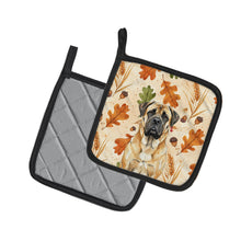 Load image into Gallery viewer, Fawn Mastiff Heirloom Fall Pair of Pot Holders