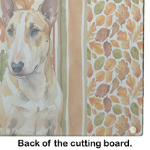 Load image into Gallery viewer, Miniature Bull Terrier Heirloom Fall Glass Cutting Board
