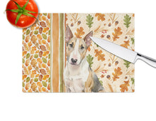 Load image into Gallery viewer, Tricolor Miniature Bull Terrier Heirloom Fall Glass Cutting Board