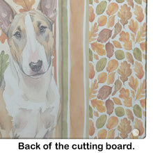Load image into Gallery viewer, Tricolor Miniature Bull Terrier Heirloom Fall Glass Cutting Board