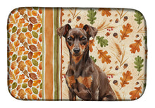 Load image into Gallery viewer, Chocolate and Rust Miniature Pinscher Min Pin Heirloom Fall Dish Drying Mat
