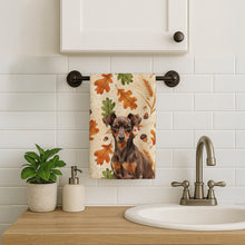 Load image into Gallery viewer, Chocolate and Rust Miniature Pinscher Min Pin Heirloom Fall Kitchen Towel