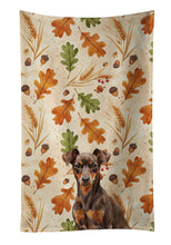 Load image into Gallery viewer, Chocolate and Rust Miniature Pinscher Min Pin Heirloom Fall Kitchen Towel