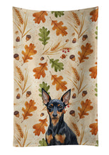 Load image into Gallery viewer, Black and Tan Miniature Pinscher Heirloom Fall Kitchen Towel