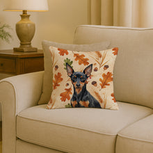 Load image into Gallery viewer, Black and Tan Miniature Pinscher Heirloom Fall Throw Pillow