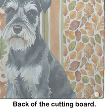 Load image into Gallery viewer, Black &amp; Silver Miniature Schnauzer Heirloom Fall Glass Cutting Board