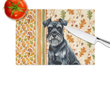 Load image into Gallery viewer, Black Miniature Schnauzer Heirloom Fall Glass Cutting Board