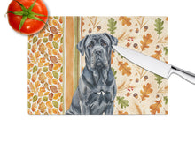 Load image into Gallery viewer, Black Neapolitan Mastiff Heirloom Fall Glass Cutting Board